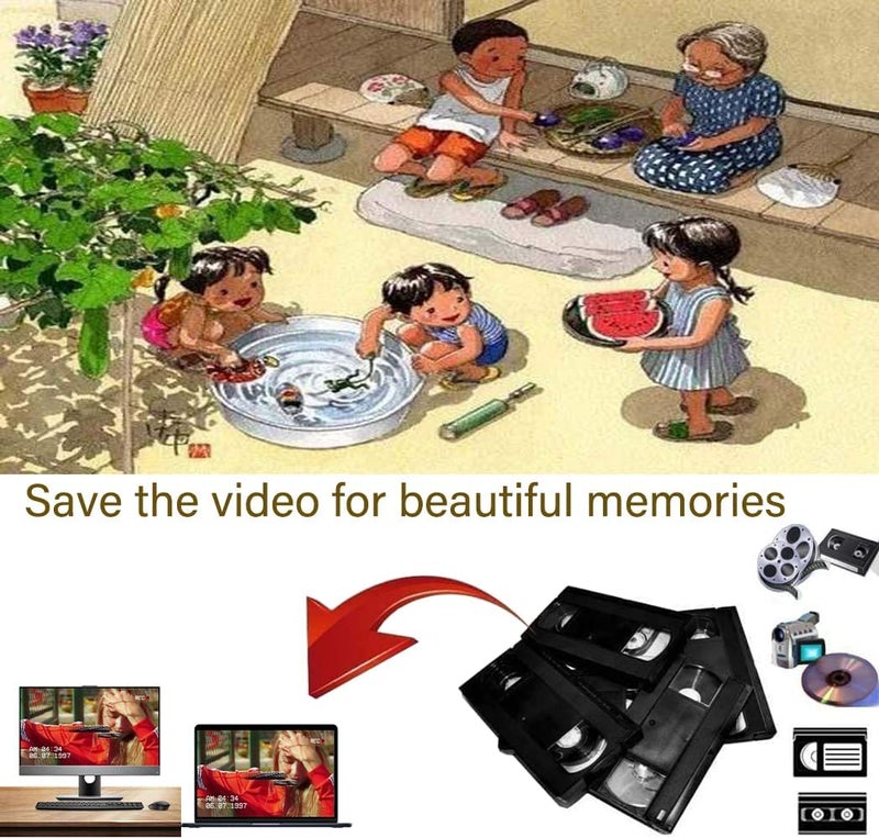 Top-Longer USB 2.0 Video Capture Card, VHS to Digital Converter, Audio Video Grabber for Windows10/11, Mac, Digitize VHS Tapes, Hi8, VCR, Camcorder, DVD, Gaming, with RCA/S-Video to USB Adapter - Image 2